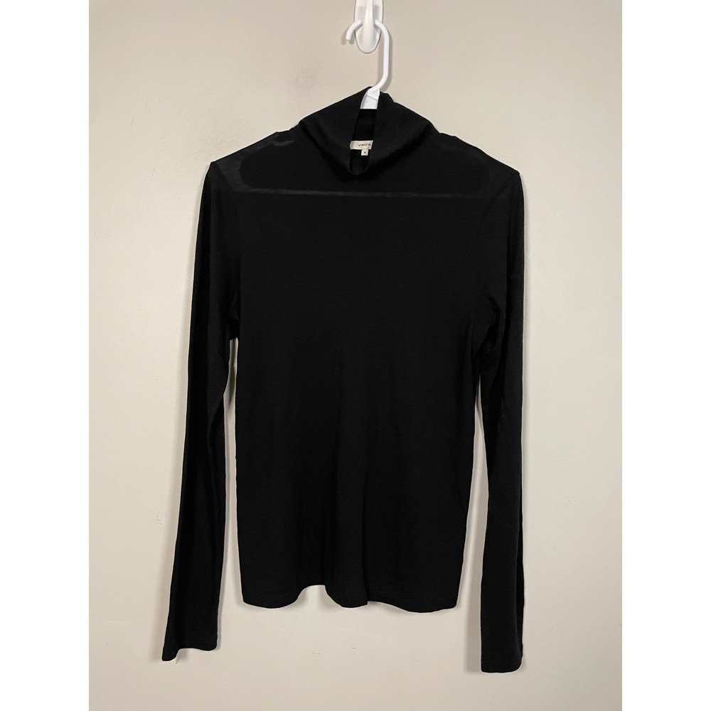 Vince Turtleneck Long Sleeve Black Top Size Medium Quiet Luxury Minimalist